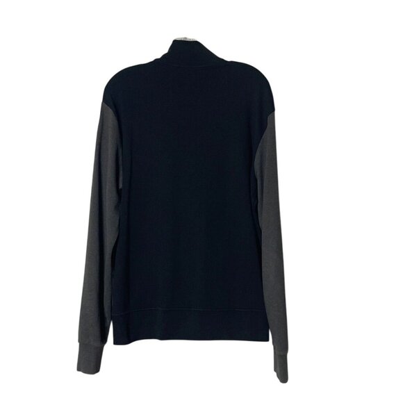 Ralph Lauren Jacket Men's M Full-Zip Black with Gray Sleeves Cotton Red Logo - Picture 2 of 7